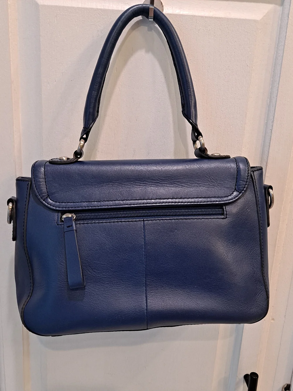 Etienne Aigner Scottsdale Midnight Blue Leather  Satchel Structured Turn-Lock